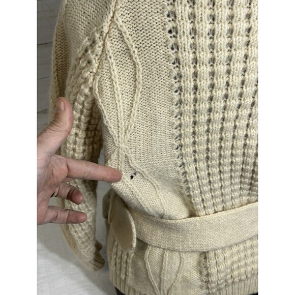 Vtg. Carraig Donn 100% WOOL THICK Cable Zip Cardigan Sweater 36 Medium to Large - Picture 7 of 16